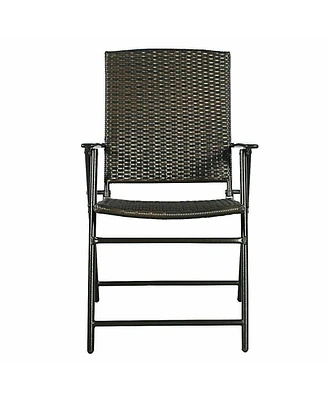 Sugift Set of 4 Rattan Folding Chairs