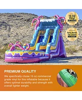 JumpOrange 15' Mystery Jungle Commercial Grade Water Slide with Detachable Deep Pool for Kids and Adults (with Blower), Outdoor Indoor, Wet Dry Use, T