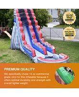 JumpOrange Commercial Grade Water Slide with Attached Splash Pool (with Blower), Tall Waterslide, Outdoor Inflatable, Summer Fun, Backyard Water Park,