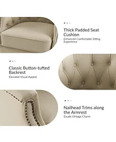 Hulala Home Ralph Traditional Chesterfield Rocker and Swivel Genuine Leather Chair