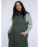 Motherhood Maternity Woven Full-Zip Sleeveless Quilted Puffer Vest