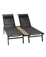 Hulala Home Romy Modern 76”Long Reclining Chaise Lounge Set (Set of 2) with Metal Legs