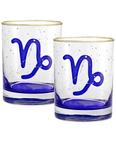 Culver Capricorn Zodiac Double Old-Fashioned Glass, Set of 2