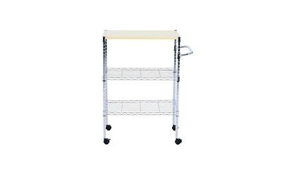 Slickblue 3-Tier Rolling Kitchen Trolley Cart - Steel Island Storage Utility Service Dining