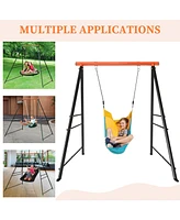 Slickblue Backyard Swing Set for Kids – Outdoor Toddler Swing with Metal A-Frame Stand, Easy Assembly, Orange