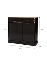 Slickblue Black Kitchen Trash Cabinet - Two Drawers & Tilt-Out Trash Compartment