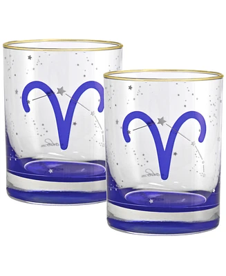 Culver Aries Zodiac Double Old-Fashioned Glass, Set of 2