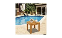 Slickblue Wooden Square Side End Table - Natural Indoor/Outdoor Patio Coffee Bistro Table