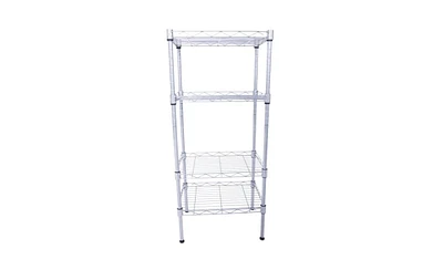 Slickblue Rectangle Carbon Steel Metal Assembly 4-Shelf Storage Rack Silver Grey