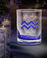 Culver Aquarius Zodiac Double Old-Fashioned Glass, Set of 2