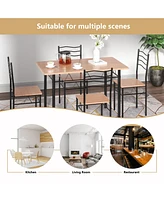 Sugift 5 Pieces Wood Metal Dining Table Set with 4 Chairs