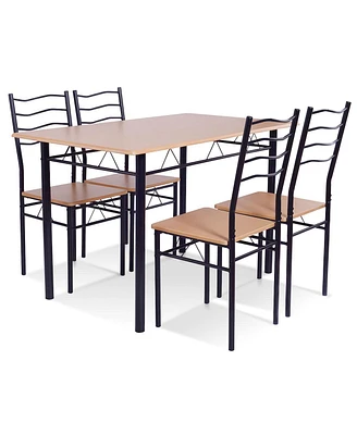 Sugift 5 Pieces Wood Metal Dining Table Set with 4 Chairs