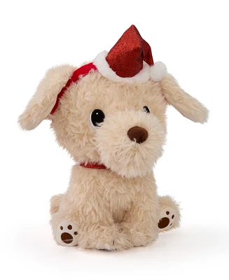 Geoffrey's Toy Box 10" Golden Retriever with Christmas Hat Plush Toy