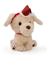 Geoffrey's Toy Box 10" Golden Retriever with Christmas Hat Plush Toy