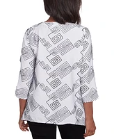 Alfred Dunner Petite Wild At Heart Geometric Top