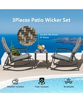 Skonyon 3 Pieces Patio Rattan Rocking Furniture Set