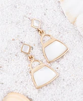 Barse Drop Genuine White Mother of Pearl Abstract Earrings