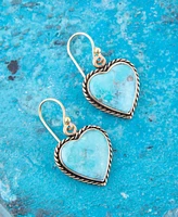 Barse Drop Genuine Blue Turquoise Heart Earrings