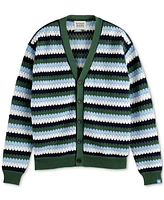 Scotch & Soda Men's Loose-Fit Crocheted Stripe Cardigan