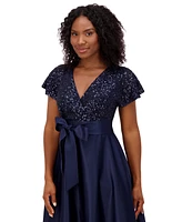 Jessica Howard Petite Sequin-Bodice Cap-Sleeve Ballgown