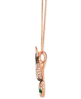 Le Vian Costa Smeralda Emeralds (1/20 ct. t.w.) & Diamond (1 ct. t.w.) Snake Adjustable 20" Pendant Necklace in 14k Rose Gold