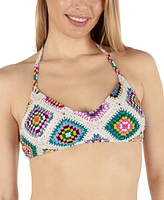 Hurley Juniors' Crochet Diamonds Printed Halter Bikini Top