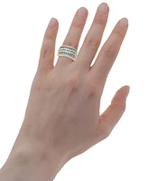 London Blue Topaz (2-1/5 ct. t.w.) & Diamond (1/10 ct. t.w.) Multirow Statement Ring in 14k Gold-Plated Sterling Silver