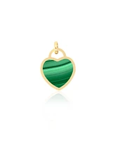 The Lovery Malachite Heart Padlock Charm 14K Gold 18 millimeters