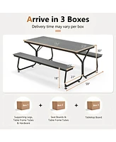 Sugift 6 Feet Outdoor Picnic Table Bench Set for 6-8 People