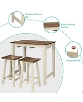 Sugift Counter Height Pub Table with 2 Saddle Bar Stools