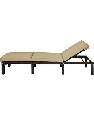 Sugift Paito Wicker Chaise Lounger with Adjustable Backrest