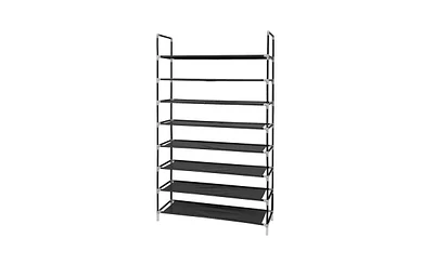 Slickblue Ultra Large Capacity 8 Layers Non-woven Fabrics & Steel Shoe Rack Black