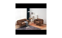 Slickblue Hot Stamping Cloth Two-Seater Surrounding Chair with Pillow, Indoor Sofa, Brown