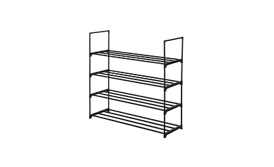 Slickblue 4 Tiers Shoe Rack Shoe Tower Shelf Storage Organizer For Bedroom, Entryway, Hallway, and Closet Black