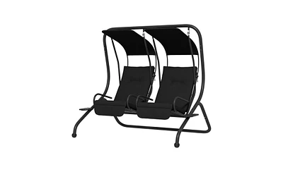 Slickblue Black Swing Chair – Elegant Hanging Chair for Indoor and Outdoor Comfort, Stylish Lounge Seat