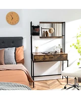 Sugift Industrial Vanity Table with 3-Position Adjustable Mirror