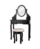 Sugift Vanity Makeup Table Set Bedroom Furniture with Padded Stool