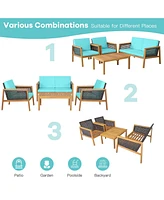 Skonyon 4 Pieces Patio Rattan Furniture Set with Removable Cushions