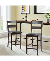 Sugift 2-Pieces Upholstered Bar Stools Counter Height Chairs with Pu Leather Cover