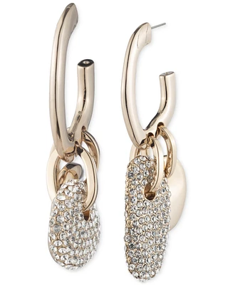 Givenchy Gold-Tone Polished & Pave Multi Disc Mismatch Dangle Hoop Earrings