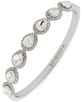 Givenchy Silver-Tone Stone & Crystal Pear Halo Bangle Bracelet