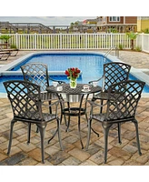 Sugift Outdoor Aluminum Dining Set of 2 Patio Bistro Chairs