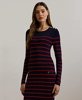 Lauren Ralph Women's Striped Button-Trim Midi Dress