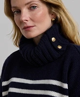 Lauren Ralph Women's Striped Wool-Blend Turtleneck Sweater