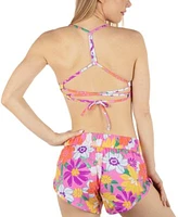 Hurley Juniors Printed Strappy Tie Back Bikini Top Daisy Delight Dolphin Shorts