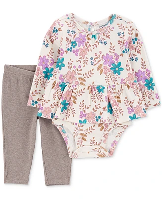 Carter's Baby Girls Floral Peplum Bodysuit & Pants, 2 Piece Set