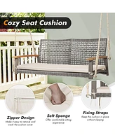 Sugift 2-Person Patio Wicker Hanging Swing Chair