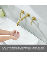 Flynama 2-Handle Wall Mounted Faucet in Brushed Gold