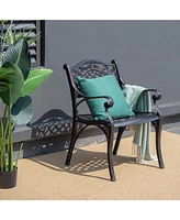 Sugift 2-Piece Outdoor Cast Aluminum Chairs with Armrests and Curved Seats