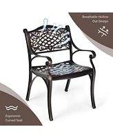 Sugift 2-Piece Outdoor Cast Aluminum Chairs with Armrests and Curved Seats